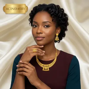 Alankeet Creations 24K Gold-Plated Brass Geometric Cute <b>Charm</b> Necklace for Women's Wedding Occasion - Product Image 3
