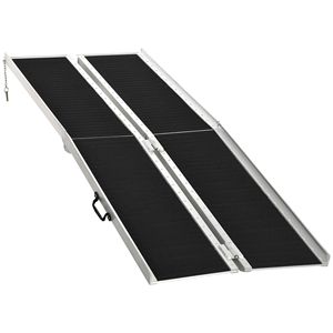 Rampa di accesso in alluminio da 2,4 m con superficie antiscivolo, facile da riporre per accesso rapido a gradini e porte, dispositivo di assistenza, nero - Product Image 1