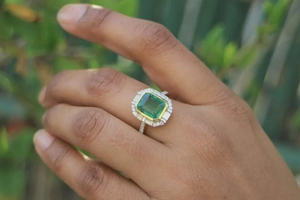 4Ct Art Deco Style Lab Created <b>Emerald</b> Engagement Wedding 14K White Gold Finish <b>Ring</b>, Wedding <b>Silver</b> <b>Ring</b> For Her, Anniversary R - Product Image 6