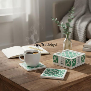 Posavasos Decorativo de Primera Calidad con Incrustaciones de Hueso, Accesorio para Mesa de Té o Café, Tradebyd - Product Image 1
