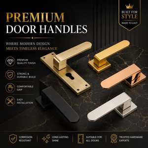 Modern Zinc Alloy Ambidextrous Interior <b>Door</b> Lever Matte Black Brushed Gold Square Rosette Plate Privacy <b>Lock</b> Set Easy - Product Image 1