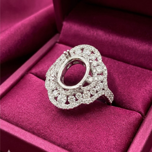 Anillo de compromiso de oro rosa de 18 quilates con diamantes auténticos para mujer, diseño ovalado, semimontura con engaste de canal para boda - Product Image 3