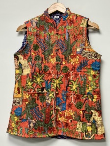 Farida Print Cotton Quilted Vest | Handmade Quilted Floral <b>Women</b>’s <b>Jacket</b> | Boho <b>Sleeveless</b> Layering Outerwear <b>Jacket</b> - Product Image 2