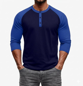 Vente en gros de chemises à manches courtes pour hommes personnalisées, décontractées, à blocs de couleurs contrastées, style raglan, t-shirts de baseball - Product Image 2