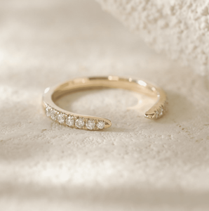round lab diamond <b>open</b> half eternity <b>ring</b> with pave band <b>ring</b> Bypass Style Pave Diamond Fashion <b>Ring</b> for Boutique Buyers - Product Image 4