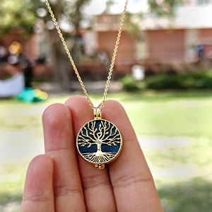 Collar con Colgante de Medallón Árbol de la Vida, Apatita y Jade, Bañado en Oro de 18k, Latón Sólido, Joyería Espiritual Ortodoxa con Símbolo - Product Image 5