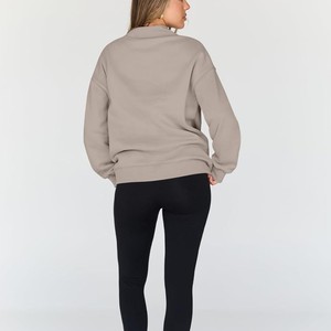Sudadera con Capucha Oversize de Cuello Alto, Jersey de Punto de Color Liso, Manga Regular, Unisex, para Otoño - Product Image 2
