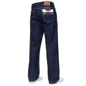 Jeans de Mezclilla para Hombre, Corte Recto, Color Azul Oscuro, Cintura Alta, Corte Regular, Casual, con Parches Decorativos en el Bolsillo Trasero, Estilo Otoñal, 2026 - Product Image 4