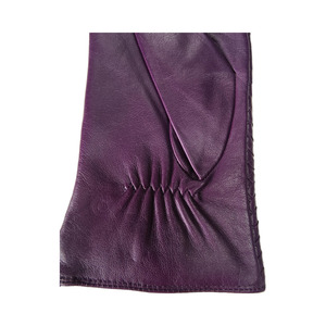 Purple Leather Wrist <b>Gloves</b> Thermal Unlined Plain Style Winter Casual Wear - Product Image 3