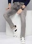 Jean décontracté en denim tissé pour homme, coupe large, taille mi-haute, déchiré, ample, écologique, résistant à la décoloration - Product Image 4