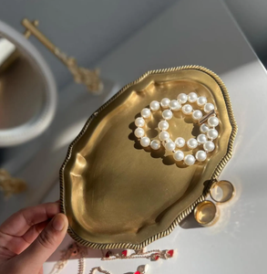 High Quality Dishwasher safe Metal Brass Hammered <b>Snack</b> <b>Tray</b> Modern Rectangular Platter with Gold Finish for home use - Product Image 2