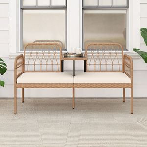 Divanetto da Giardino a 2 Posti in Rattan PE con Cuscini Confortevoli e Tavolino Integrato per Uso Esterno - Product Image 3