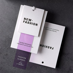 Luxury Custom logo Printed Soft PVC Plastic Clothing Garment Jean Swing Cotton Paper hang Tag Hangtag Label <b>Sticker</b> for Clothing - Product Image 3