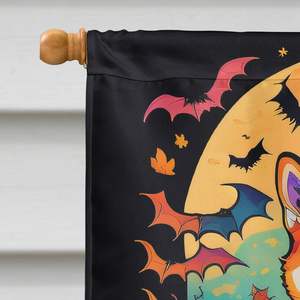 Shiba Inu Witchy Halloween gran poliéster casa bandera Multicolor porche manga poste decorativo patio Banner ilustraciones colgante de pared - Product Image 3