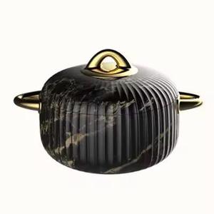 Casserole de luxe en acier inoxydable martelé avec base à motif mosaïque, pot de service pour buffet, vaisselle d'hôtel - Product Image 6