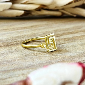 Modern Best Minimalist Greek <b>Key</b> <b>Ring</b> Minimalist Brass <b>Rings</b> For Women 18k Gold Plated Meander Geometric Jewelry Wholesale/OEM - Product Image 4
