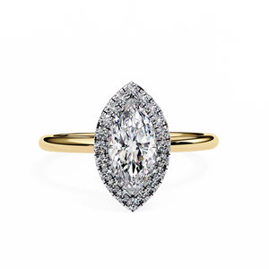 Anillos Halo Clásicos de Oro Amarillo de 14K con Diamante Cultivado en Laboratorio Certificado por IGI de 1 CT, Corte Marquesa, para Aniversario, Boda, Compromiso - Product Image 3