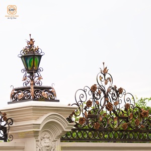 Large Luxury Double Wrought Iron Gates Hand Forged Anti-theft For Courtyard School Villa Retro Decorative Entrance Security Door - Product Image 3