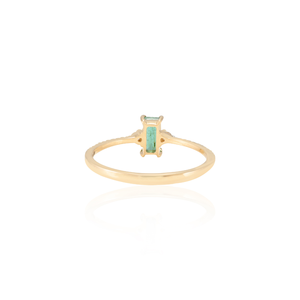 14K Solid Gold Baguette Emerald and <b>Diamond</b> <b>Ring</b> for Women - Product Image 4