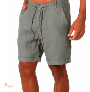 Shorts de plage légers en coton 100 % tricoté pour hommes, taille haute, couleur unie, anti-plis, écologiques, vente en gros, ODM - Product Image 1