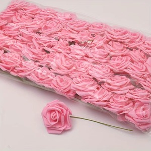 Paquete de 50 Cabezas de Rosas Artificiales Blancas de PE con Tallo, para Manualidades, Ramos, Decoración de Bodas y Fiestas, Suministros para Scrapbooking - Product Image 6