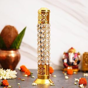 Brûleur d'encens en laiton doré avec perles de cristal et motif filigrané pour l'aromathérapie religieuse - Product Image 5