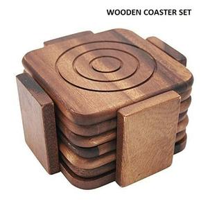 Posavasos de Madera TIME 2 DECOR para Vasos, Tazas o Velas. Revestimiento Impermeable Ecológico y Natural de Diseño Clásico - Product Image 1