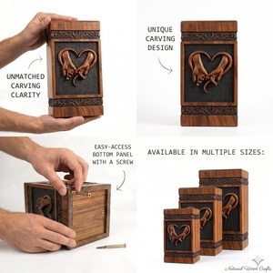 Hand Hand Heart Carved Wooden Urn for Human Pet Baby Ashes Eternal Love <b>Memorial</b> <b>Box</b> Handcrafted Solid Wood Eco-Friendly Durable - Product Image 2
