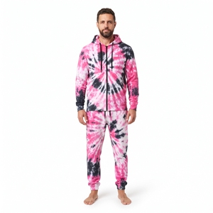 Conjunto Deportivo Personalizado Sublimado para Hombre, Sudadera con Capucha Tie Dye, Sudadera con Cierre Completo y Bolsillo, Ropa Casual - Product Image 1