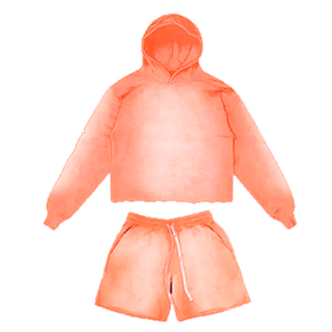 Conjunto Deportivo de Lujo Streetwear Personalizado, Sudadera con Capucha y Pantalones Cortos Holgados con Estampado Serigrafiado de 420 g/m², Estilo Desgastado para Hombre - Product Image 4