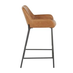 Set di 2 Sgabelli da Bar Daniella in Metallo Nero Industriale e Ecopelle Cammello - Product Image 3