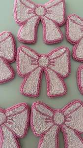 Pink Bow Punch <b>Needle</b> Coaster, pink ribbon mug rug ,Handmade Drink Coaster,Gift for Her,Punch <b>Needle</b> Drink Mat - Product Image 4