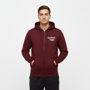Sweat à capuche zippé en molleton 100% coton, impression logo personnalisée haute qualité, coupe ample pour homme, style décontracté, sweat à capuche homme personnalisable - Product Image 6
