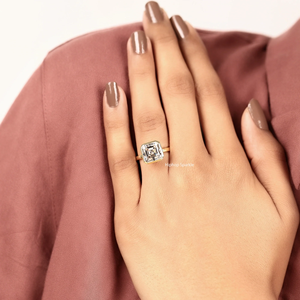 925 Sterling <b>Silver</b> Asscher Cut VVS Moissanite <b>Solitaire</b> Luxury Engagement <b>Ring</b> 18K Gold Plated Baguette Band Wedding <b>Ring</b> Women - Product Image 5