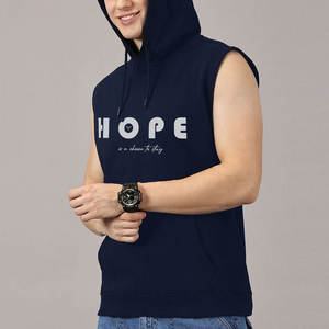 เสื้อกล้ามมีฮู้ดปักลายโลโก้สไตล์เฉพาะตัวสำหรับผู้ชายแฟชั่นฤดูร้อน เหมาะสำหรับออกกำลังกาย - Product Image 2