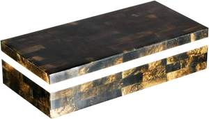 AL MALIK CRAFT Caja de Almacenamiento Rectangular de Madera, Color Negro Crema, con Patrón Geométrico Incrustado, Organizador de Joyas, Cosméticos y Anillos para Navidad - Product Image 2