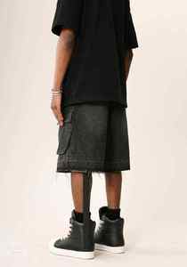 Shorts en jean délavé les plus populaires, style streetwear, multi-poches, coupe ample, respirants, pour l'été - Product Image 5