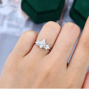 Bague de fiançailles de créateur en argent sterling avec coupe marquise fantaisie certifiée et bague en diamant Moissanite VVS taillée en losange - Product Image 2