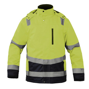 Chaqueta de Trabajo de Invierno Unisex de Alta Visibilidad, Reflectante, Impermeable, con Capucha, Cuello Alto, Logotipo Frontal, Corte Regular, Ropa de Seguridad - Product Image 4