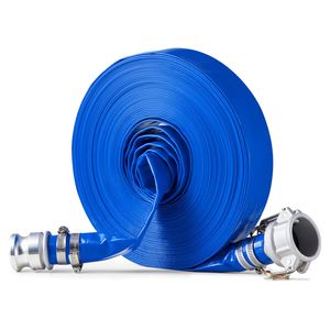 Tubo di Controlavaggio in PVC Blu da 1,5 Pollici x 100 Piedi con Morsetti Camlock di Alta Qualità e Raccordi in Alluminio - Flessibile e Versatile - Product Image 1