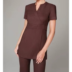 Unisex Purple V-Neck <b>Scrub</b> <b>Top</b> with Short Sleeve and Front Pleat Design for Hospital Uniforms Wembly Sports Needle Detection - Product Image 2