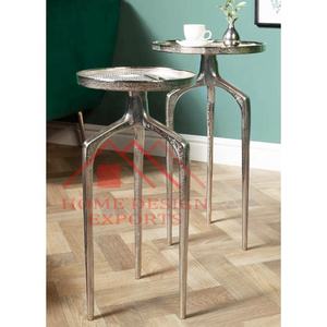 Juego de 2 mesas laterales de aluminio para sala de estar, muebles - Product Image 1