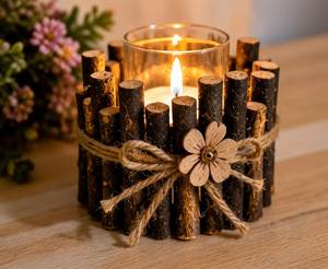 Support de bougie en bois naturel pour accessoires décoratifs de la maison, centre de table, décoration de mariage et de fête - Product Image 6