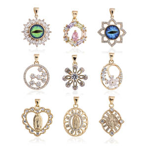 Lab Grown Gemstone Teardrop Heart Star Charm Pendant Gold Wholesale Set - Product Image 2