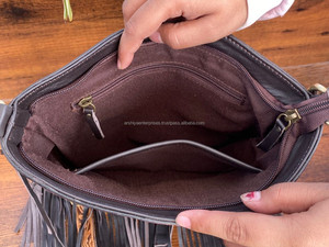 Bolso bandolera de cuero de vaca a mano de estilo occidental con flecos, bolsos de hombro de lujo de diseñador de moda para mujer - Product Image 6