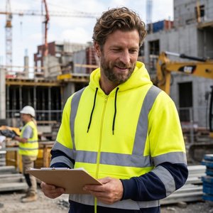 Veste de sécurité réfléchissante à haute visibilité classe 3, à fermeture éclair, en polyester, pour travaux de construction et équipes routières - Product Image 4