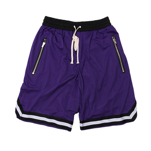 Wholesale High Quality Breathable Men's Basketball Gym Sport Drawstring Nets Mesh Shorts With Zipper Pockets - Product Image 1