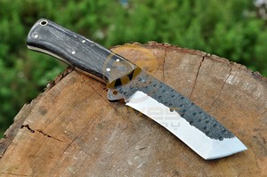 Cuchillo de Caza Hecho a Mano de Acero al Carbono, Hoja Fija, Cuchillo para Acampar al Aire Libre con Funda de Cuero, OEM Personalizado - Product Image 2