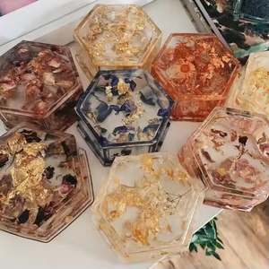 Luxury Hexagon Epoxy Resin Jewelry <b>Box</b> with Rose Gold Foil Decorative Storage <b>Box</b> Handmade <b>Trinket</b> <b>Box</b> Ring <b>Box</b> Gift <b>Box</b> - Product Image 5