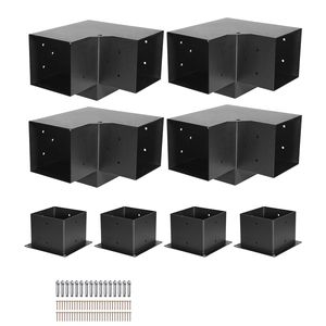 Kit Staffe per Pergola 6x6 Pollici, 4 Pezzi, Staffa Angolare a 3 Vie per Carichi Pesanti, Kit Base Palo per Lavori in Legno Fai-da-te, Facile Installazione - Product Image 1